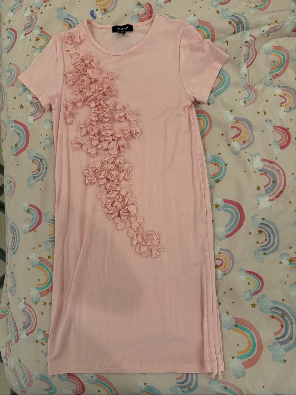 Imoga Pink Floral Appliqué Tee Dress